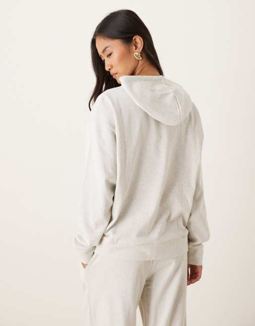 JDY jersey sweat hoodie co-ord in light grey, 3 of 4