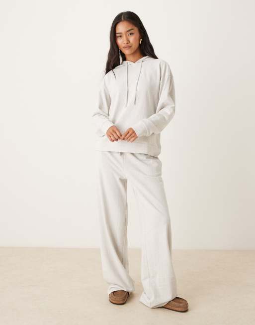 JDY jersey sweat hoodie co-ord in light grey, 4 of 4