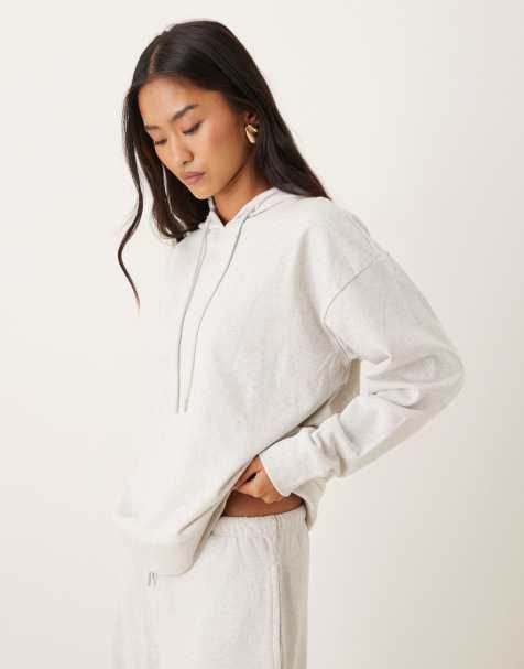 JDY jersey sweat hoodie in light grey (part of a set) - view 1