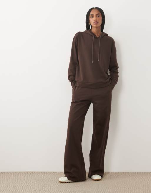 JDY jersey sweat huvtröja set i brun, 2 av 4