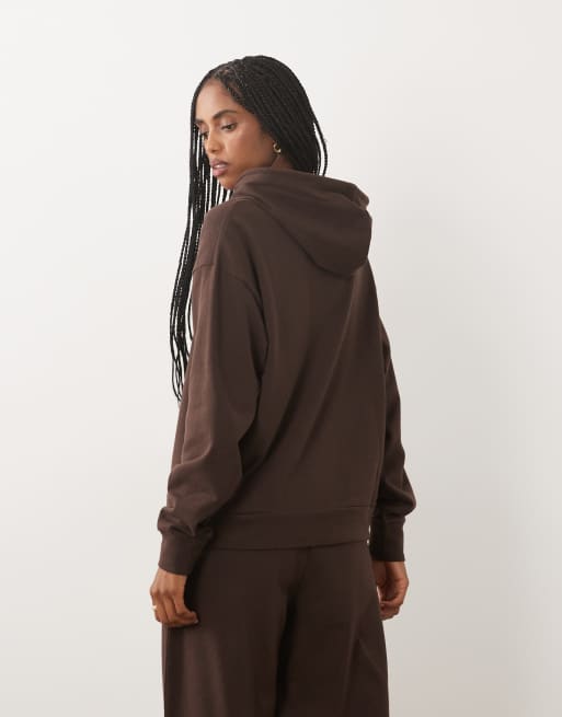 JDY jersey sweat huvtröja set i brun, 4 av 4