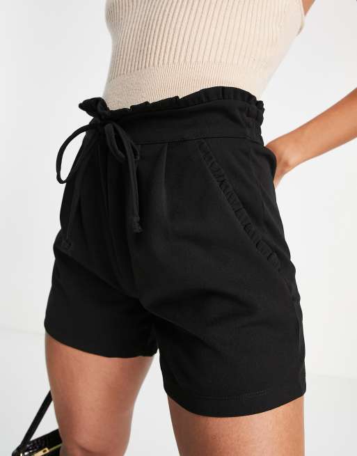 JDY jersey tie waist shorts in black, 3 of 4
