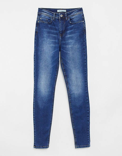 JDY Jona high rise skinny jeans in medium blue wash