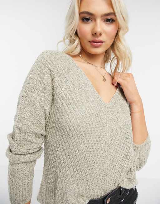 JDY jumper with v-neck in stone, 3 of 4