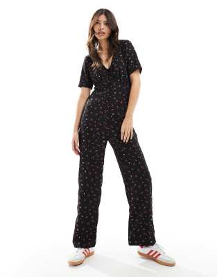 JDY - Jumpsuit mit Blumen-Print und weitem Bein-Bunt