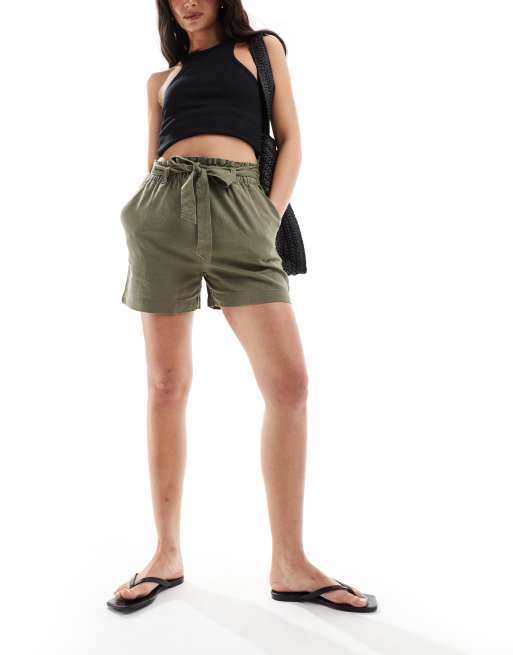 JDY - kaki shorts med bindebånd i taljen - Del af sæt, 3 af 5