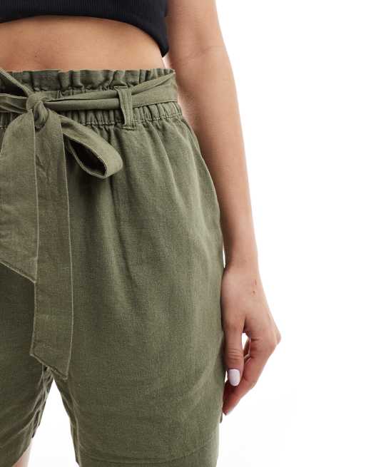 JDY - kaki shorts med bindebånd i taljen - Del af sæt, 4 af 5