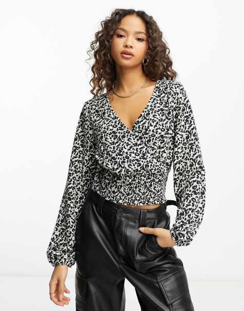 JDY - Karla - Aangerimpelde top met dierenprint - view 1