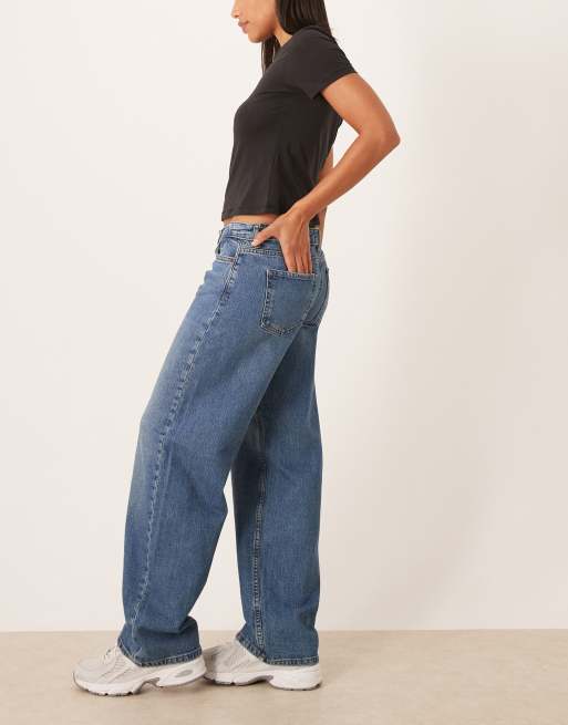 JDY Katie low waist straight leg jeans in mid blue, 3 of 5