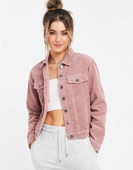 JDY Kiraz corduroy denim jacket in rose pink