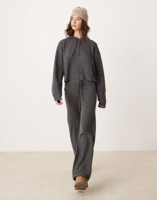 knit pants in charcoal - part of a set-Gray