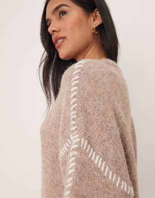 Jdy Knit Sweater With Stich Detail In Multi