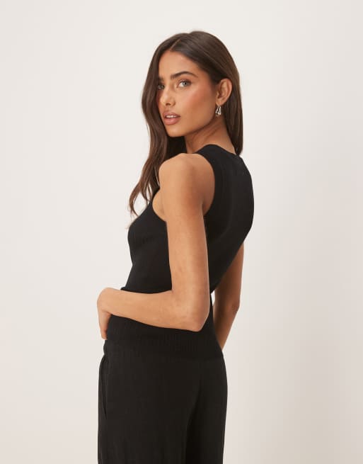 JDY knit tank top in black, 3 of 4