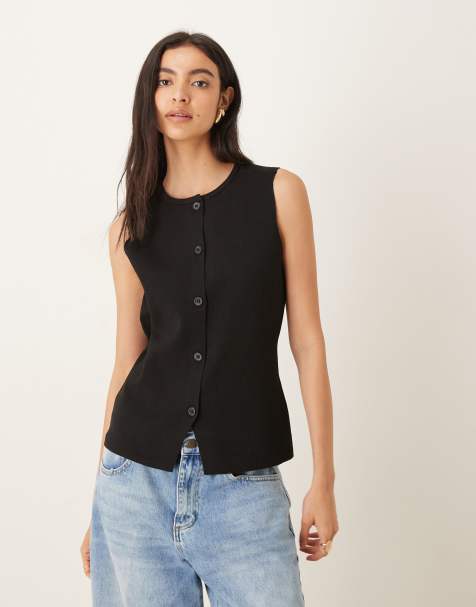 JDY knit vest in black - view 1
