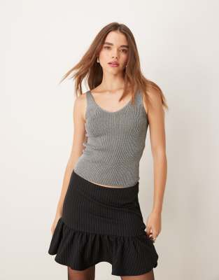 JDY knitted glitter singlet in silver