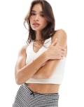 [JDY] JDY knitted halter neck top in white L WHITE