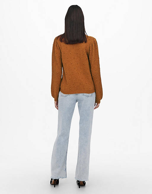 Jumpers & Cardigans JDY knitted jumper with bobble detail in rust 
