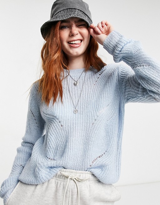 JDY knitted jumper with high neck in pale blue