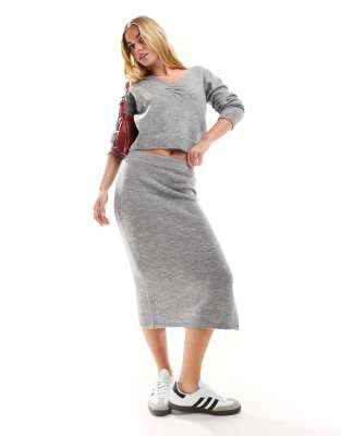 JDY knitted midi skirt in grey (part of a set) 