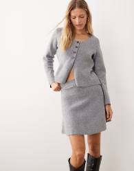 JDY knitted mini skirt co-ord in grey