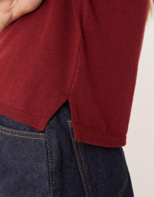 Jdy Knitted T-shirt In Burgundy