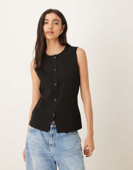 JDY knitted vest in black