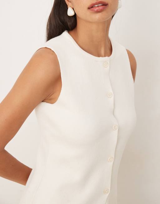 JDY knitted waistcoat in cream, 3 of 4