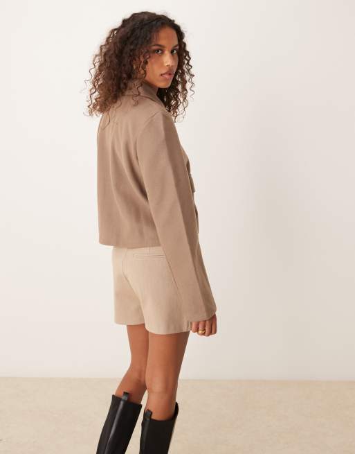 JDY - Kort jack met zakken aan de voorkant in beige, 4 van 4
