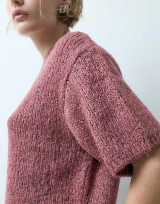 JDY kurzärmliger Strickpullover in Dunkelpink, 3 von 5