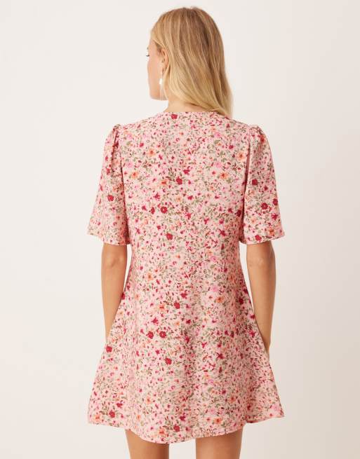 JDY – Kurzärmliges Minikleid in Rosa mit Blumenprint, 3 von 4