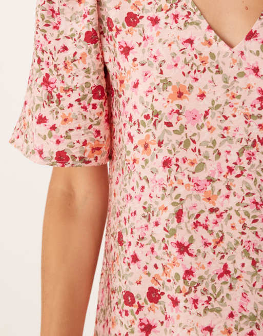 JDY – Kurzärmliges Minikleid in Rosa mit Blumenprint, 4 von 4