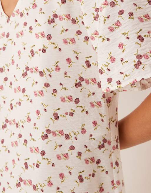 JDY – Kurzärmliges Minikleid in Weiß mit Blumenprint, 3 von 4