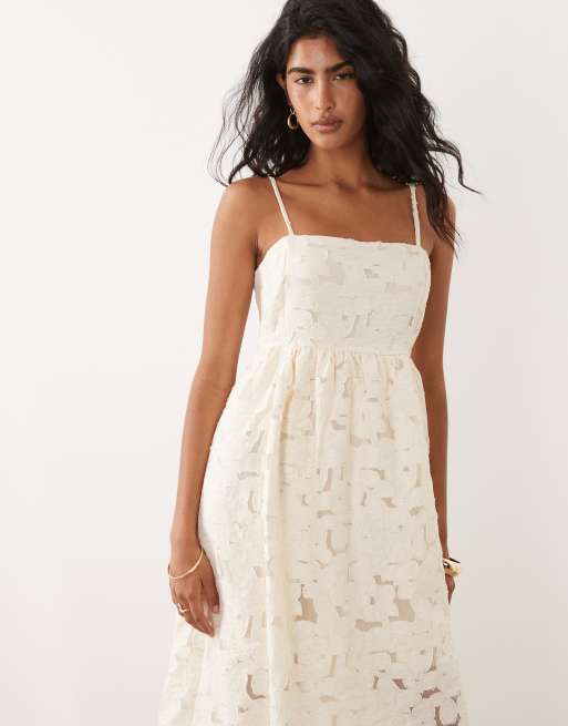 JDY lace detail midi dress in cream, 2 of 4