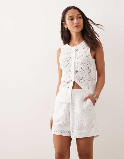 JDY lace details shorts in white - part of a set, 5 of 5