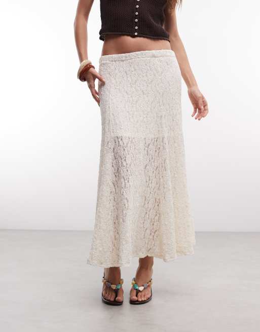 JDY lace maxi skirt in cream, 4 of 9