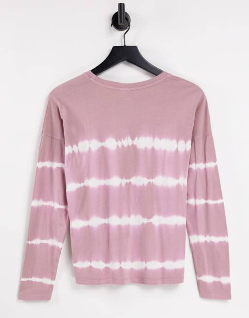 JDY – Laila – Ljusrosa batikmönstrad t-shirt med långa ärmar, 2 av 4