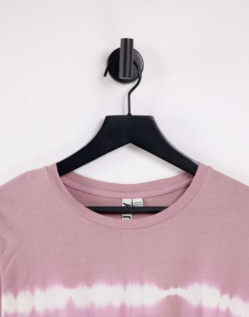 JDY – Laila – Ljusrosa batikmönstrad t-shirt med långa ärmar, 3 av 4