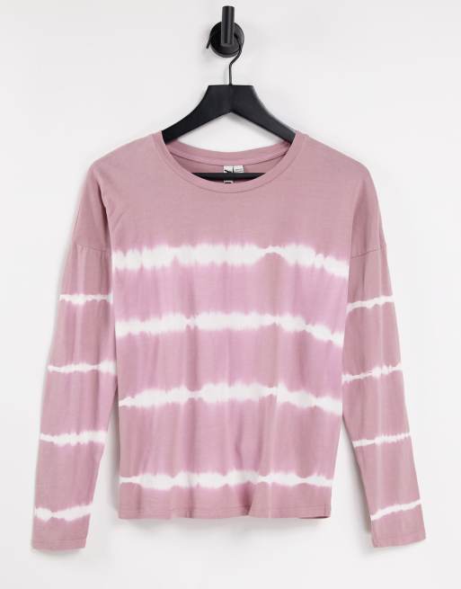 JDY - Laila - T-shirt a maniche lunghe tie-dye, colore rosa chiaro
