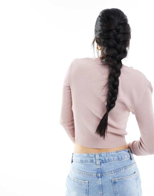 JDY - Langærmet cardigan med v-hals i neutral lyserød, 4 af 4