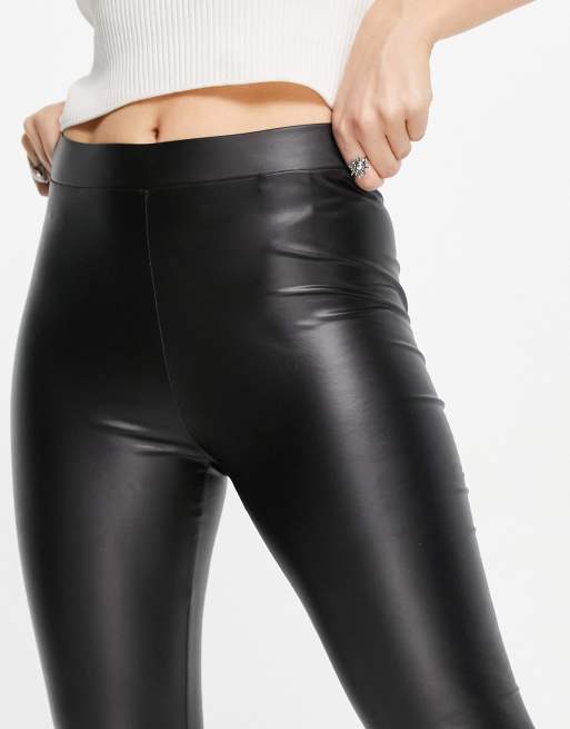 JDY leather look leggings in black ASOS