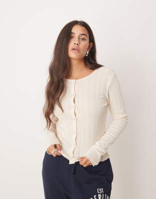 lettuce edge lightweight cardigan in white