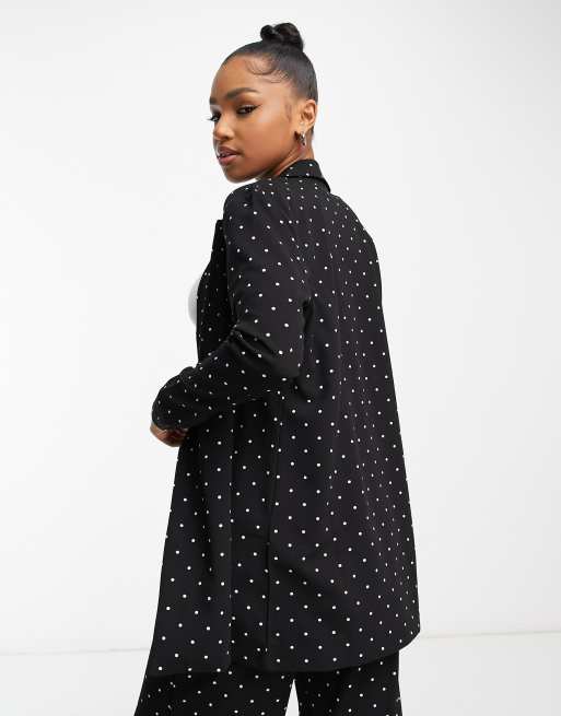 JDY - Lichtgewicht blazer in zwart met stippenprint, deel van co-ord set, 3 van 4