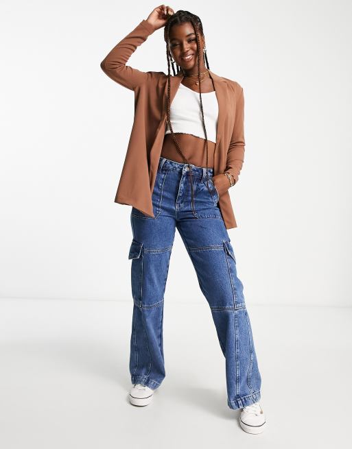 JDY lightweight blazer in brown, 3 of 4