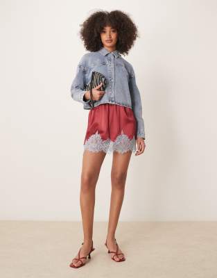 Jdy Lightweight Cropped Denim Jacket With Studs In Blue