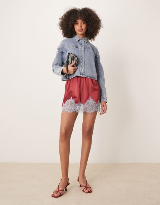 JDY lightweight cropped denim jacket with studs in light wash blue, 2 of 4