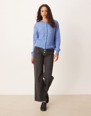 Jdy Lightweight Ribbed Cardigan In Blue