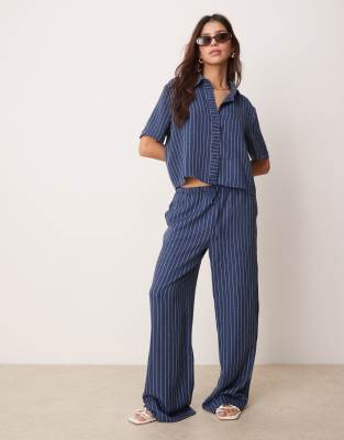 Jdy Lightweight Striped Boxy Shirt In Blue