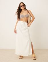 South Beach x Misha Grimes ruched tiered maxi beach skirt in white - part of a set