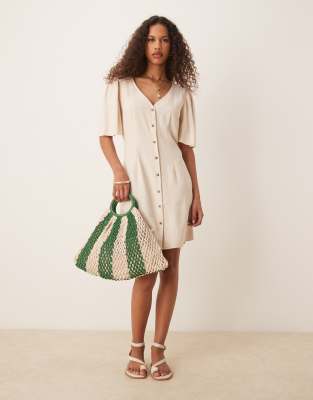 Jdy Linen Mix Midi Shirt Dress