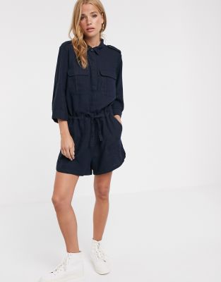 jdy button through linen jumpsuit